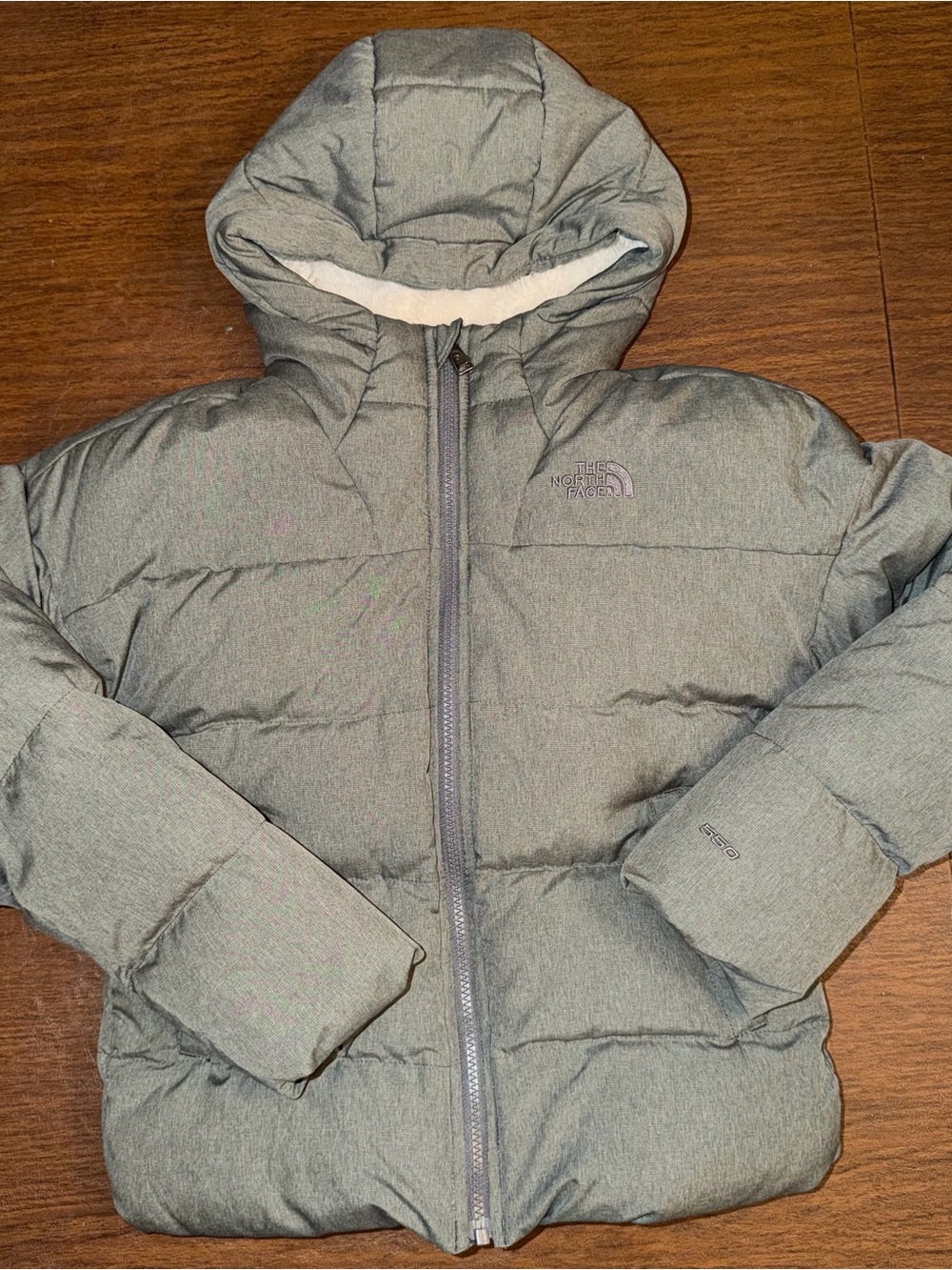 The North Face Kids Gray Hooded Puffer Jacket